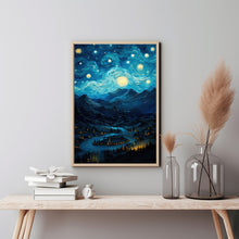 Blue Mountain and Village Wall Art - Picturesque Blue Mountain Poster | Ideal Gift for Art Enthusiasts