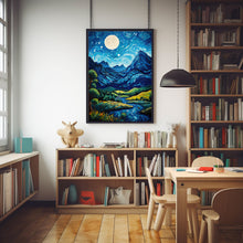 Blue Mountain and Village Wall Art - Picturesque Blue Mountain Poster | Ideal Gift for Art Enthusiasts