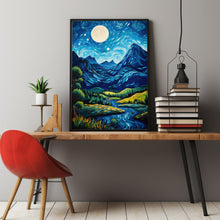 Blue Mountain and Village Wall Art - Picturesque Blue Mountain Poster | Ideal Gift for Art Enthusiasts