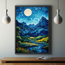 Blue Mountain and Village Wall Art - Picturesque Blue Mountain Poster | Ideal Gift for Art Enthusiasts