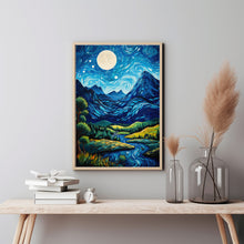 Blue Mountain and Village Wall Art - Picturesque Blue Mountain Poster | Ideal Gift for Art Enthusiasts