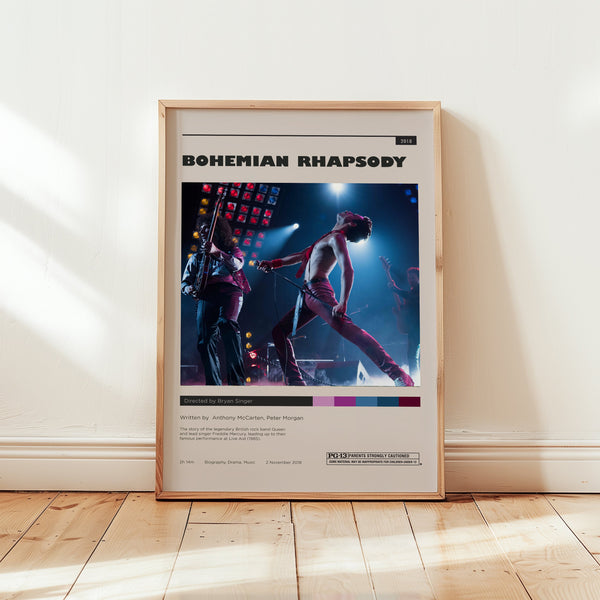 Bohemian Rhapsody Poster, Freddie Mercury Wall Art, Minimalist Wall Decor, Iconic Queen Biopic Film Print, Gift for Movie Buffs 1733649446