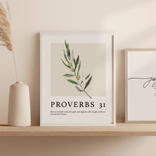 Boho-Style 'Proverbs 31 Woman' Poster Gift for Her - Christian Wall Art with Olive Branch, Bible Verse (Physical Print) 1586073972