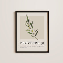 Boho-Style 'Proverbs 31 Woman' Poster Gift for Her - Christian Wall Art with Olive Branch, Bible Verse (Physical Print) 1586073972