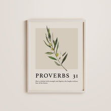 Boho-Style 'Proverbs 31 Woman' Poster Gift for Her - Christian Wall Art with Olive Branch, Bible Verse (Physical Print) 1586073972