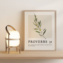 Boho-Style 'Proverbs 31 Woman' Poster Gift for Her - Christian Wall Art with Olive Branch, Bible Verse (Physical Print) 1586073972