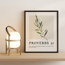 Boho-Style 'Proverbs 31 Woman' Poster Gift for Her - Christian Wall Art with Olive Branch, Bible Verse (Physical Print) 1586073972