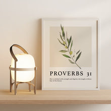 Boho-Style 'Proverbs 31 Woman' Poster Gift for Her - Christian Wall Art with Olive Branch, Bible Verse (Physical Print) 1586073972
