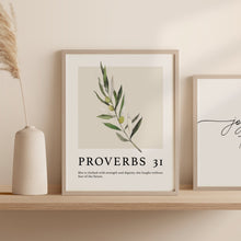 Boho-Style 'Proverbs 31 Woman' Poster Gift for Her - Christian Wall Art with Olive Branch, Bible Verse (Physical Print) 1586073972