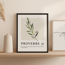 Boho-Style 'Proverbs 31 Woman' Poster Gift for Her - Christian Wall Art with Olive Branch, Bible Verse (Physical Print) 1586073972