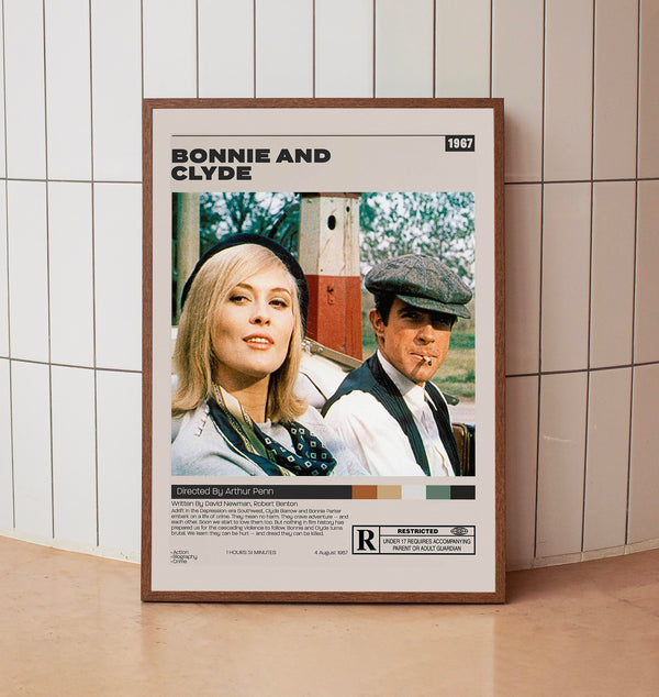 Bonnie ve Clyde Poster, Arthur Penn, Minimalist Movie Poster