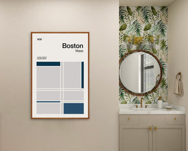 Boston Print, Boston Travel Poster, Boston Minimalist Print, Mid-Century Design, Abstract Wall Art, Geometric Print, Abstract Color Print 607344084