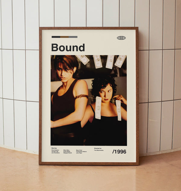 Bound 1996 Vintage Movie Poster - The Wachowskis  Jennifer Tilly - Minimalist Midcentury Wall Art Print 1577033940