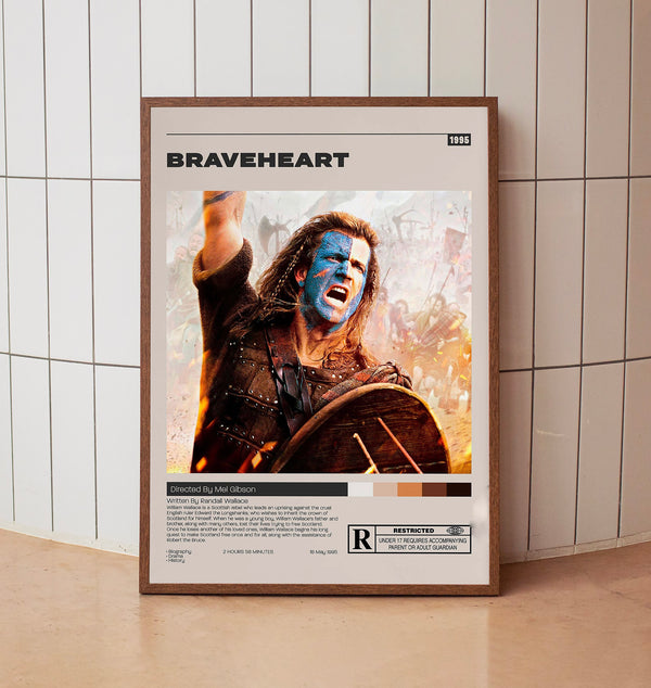 Braveheart Poster, Mel Gibson, Minimalist Movie Poster,Vintage Retro Art Print,Film Poster