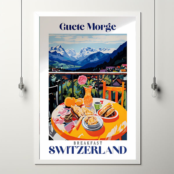 Breakfast Switzerland, Coffee Print, Breakfast Print, Food Art Print, Restaurant Print, Kitchen Wall Art, Brunch Art Print, Cafe Art Print