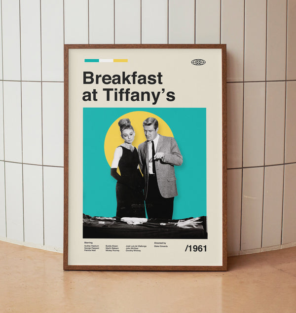 Breakfast at Tiffany's Wall Art Print - Audrey Hepburn Movie Poster - Retro Minimalist Midcentury Art 1439992722