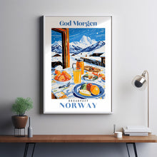 Brunch Art Print, Fruit Illustration, Breakfast Art Print, Watercolor Brunch, Norway Travel poster, Skiing Poster, Mountain Print, Ski Print