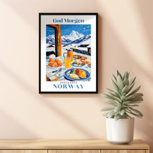 Brunch Art Print, Fruit Illustration, Breakfast Art Print, Watercolor Brunch, Norway Travel poster, Skiing Poster, Mountain Print, Ski Print