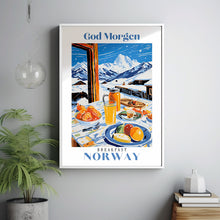 Brunch Art Print, Fruit Illustration, Breakfast Art Print, Watercolor Brunch, Norway Travel poster, Skiing Poster, Mountain Print, Ski Print
