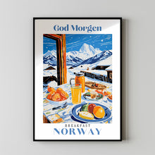 Brunch Art Print, Fruit Illustration, Breakfast Art Print, Watercolor Brunch, Norway Travel poster, Skiing Poster, Mountain Print, Ski Print