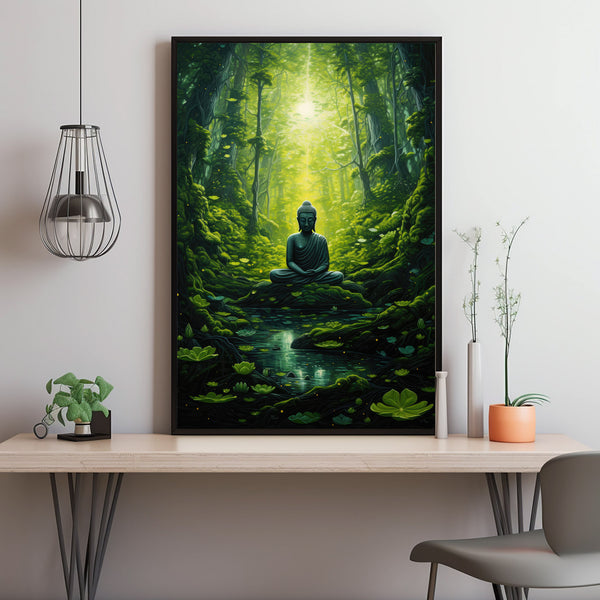 Buddha in the Jungle Wall Art - Serene Buddha Meditation Poster | Ideal for Mindful Decor