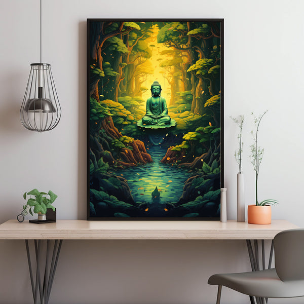 Buddha in the Jungle Wall Art - Serene Buddha Meditation Poster | Ideal for Mindful Decor