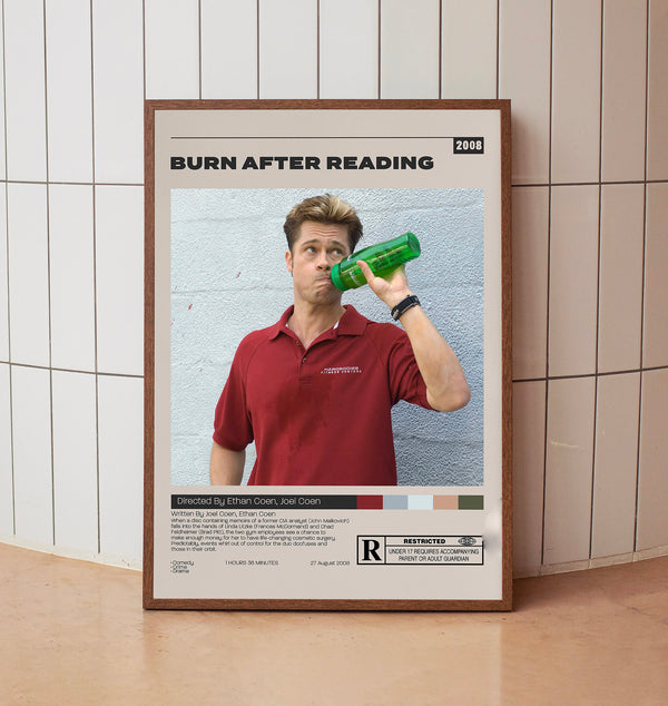 Burn After Reading, Ethan Coen, Joel Coen, Minimalist Movie Poster, Vintage Retro Art