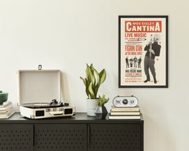 CANTINA BAND, Mos Eisley, Figrin D'an, Star Wars Inspired, Poster, Art Print - Vintage, Woodblock, Letterpress, Music, Red 1725930315