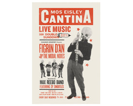 CANTINA BAND, Mos Eisley, Figrin D'an, Star Wars Inspired, Poster, Art Print - Vintage, Woodblock, Letterpress, Music, Red 1725930315