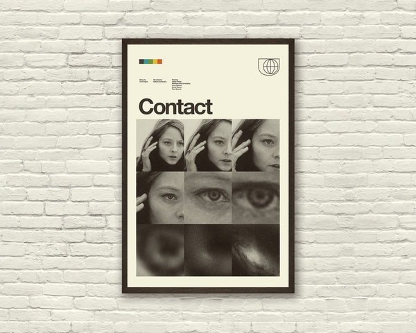 CONTACT Movie Poster, Jodie Foster, Art Print - Minimalist, Helvetica, Mid-Century Modern, Swiss, Space, Office 858745004