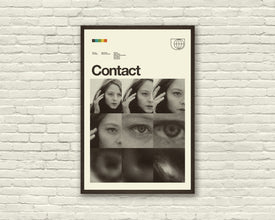 CONTACT Movie Poster, Jodie Foster, Art Print - Minimalist, Helvetica, Mid-Century Modern, Swiss, Space, Office 858745004