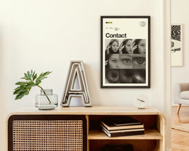 CONTACT Movie Poster, Jodie Foster, Art Print - Minimalist, Helvetica, Mid-Century Modern, Swiss, Space, Office 858745004