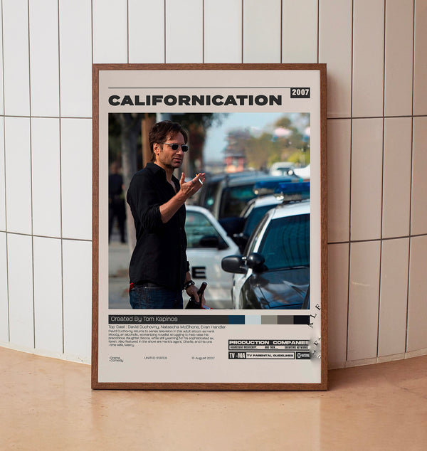 Californication Poster, Tom Kapinos, Minimalist Tv Series, Vintage Retro Art Print