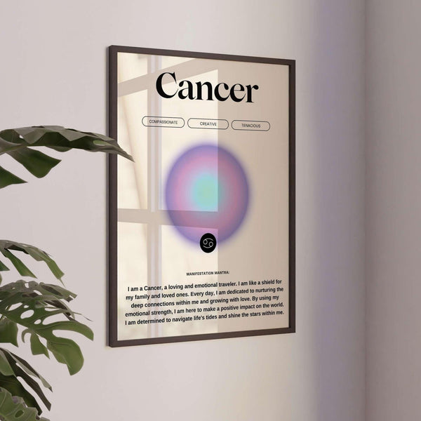 Cancer Zodiac Wall Art  Astrology Wall Art  Meditation Poster  Aura Print  Spiritual Wall Art   Aesthetic Art Print 1598381840