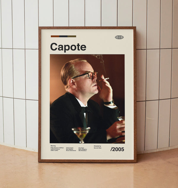 Capote Vintage Movie Poster - Philip Seymour Hoffman - Minimalist Midcentury Wall Art Print 1546371242