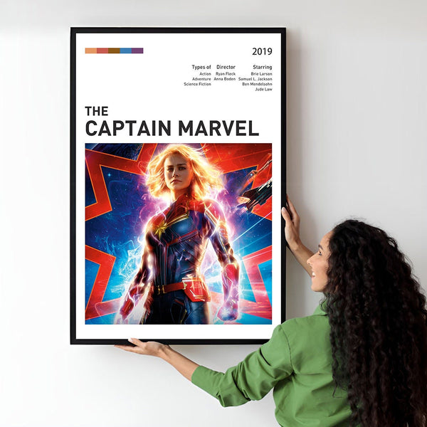 Captain Marvel Movie Poster  Minimalist  Midcentury Poster  Wall Art Print  Retro Movie Poster 1749547757