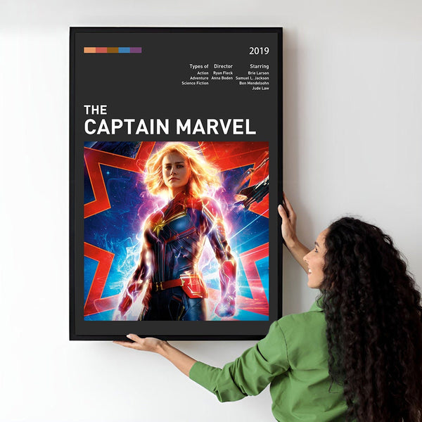 Captain Marvel Movie Poster  Minimalist  Midcentury Poster  Wall Art Print  Retro Movie Poster 1749547757 - Copy (2)