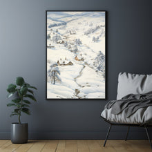 Enchanting Snow Village River Poster | Winter Landscape Wall Art | Cozy Seasonal Home Decor | Perfect Christmas Gift for Winter