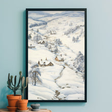 Enchanting Snow Village River Poster | Winter Landscape Wall Art | Cozy Seasonal Home Decor | Perfect Christmas Gift for Winter