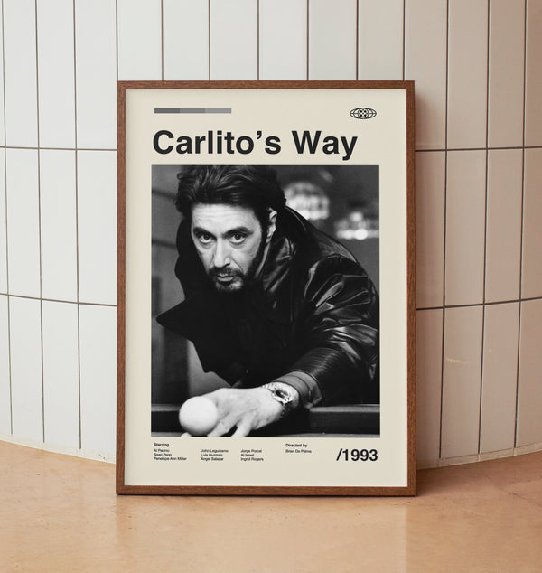 Carlito's Way Vintage Minimalist Movie Poster - Al Pacino -  Midcentury Wall Art Print 1504787173