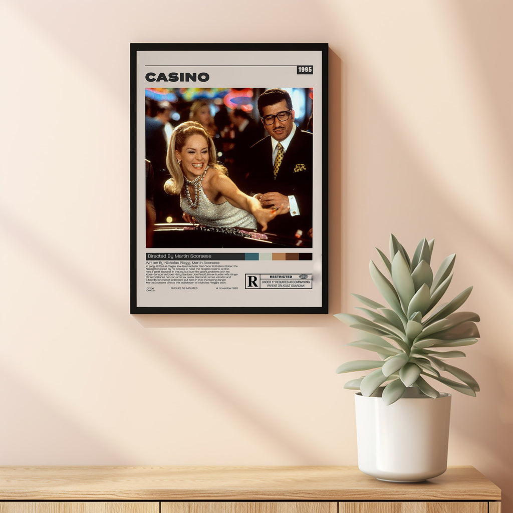 Pôster de casino minimalista inspirado em Martin Scorsese, representando a estética vintage do Olissimo