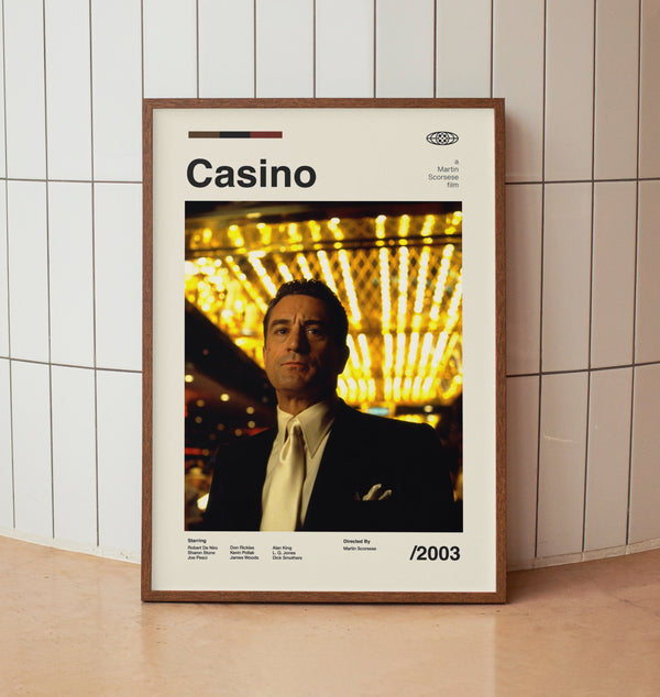 Casino Wall Art Print  - Robert De Niro Sharon Stone -  Vintage Minimalist Midcentury Movie Poster 1569488894