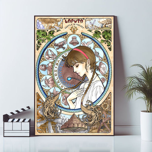 Castle in the Sky Movie Poster, Home Decor, Canvas Material Gift, Live Room Wall Art, High Quality Reproduction, Keepsake 1614701336
