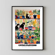 Cats In The Kitchen Poster, Kitchen Heroes, Funny Cats Print, Flowers and Cats, Black and White Cats, Cat Illustration Art, Cat Lover Gift