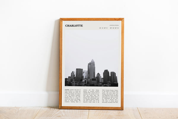 Charlotte North Carolina Wall Art Poster Poster  Charlotte North Carolina Black White Poster  Poster  Art Gift 1680651402