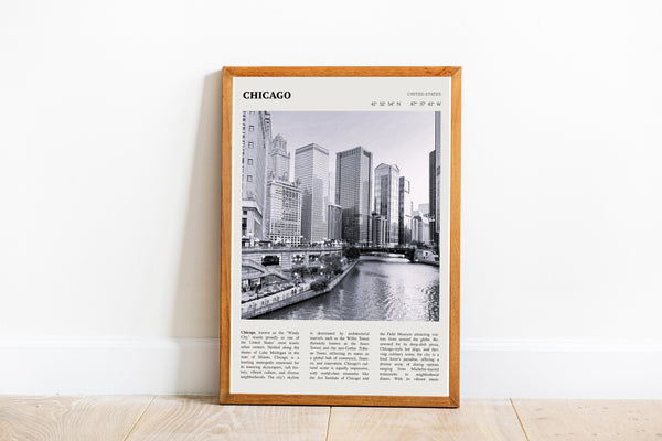 Chicago Illinois Wall Art Poster Poster  Chicago Illinois Black White Poster  Poster  Art Gift 1695030225