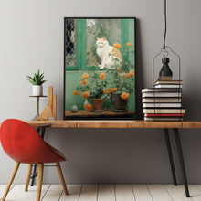 Cat and Flower Painting Poster - Charming Wall Art | Perfect Gift for Cat and Nature Lovers