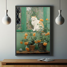 Cat and Flower Painting Poster - Charming Wall Art | Perfect Gift for Cat and Nature Lovers