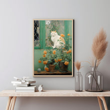 Cat and Flower Painting Poster - Charming Wall Art | Perfect Gift for Cat and Nature Lovers