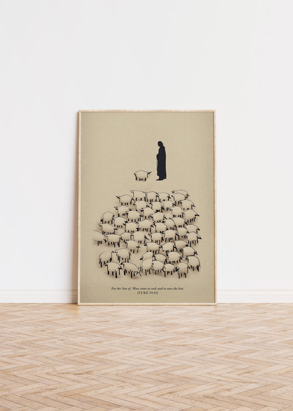 Christian Bibleverse Jesus leaves the 99 Art lost sheep parable  PRINTED on premium paper
